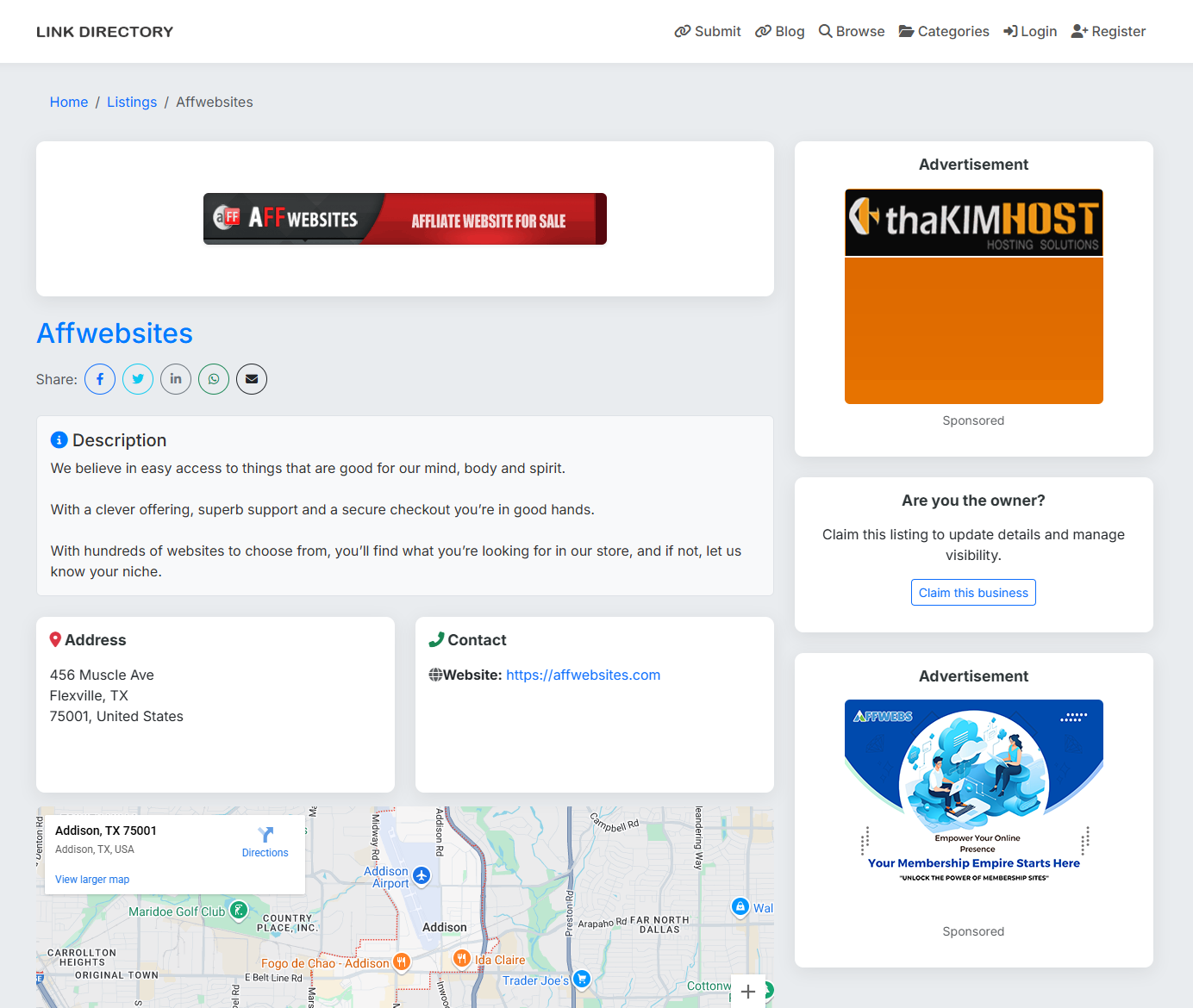 Single listing page screenshot